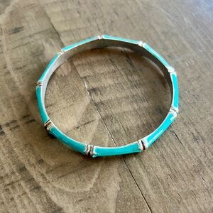 Turquoise and Silver Bangle Bracelet